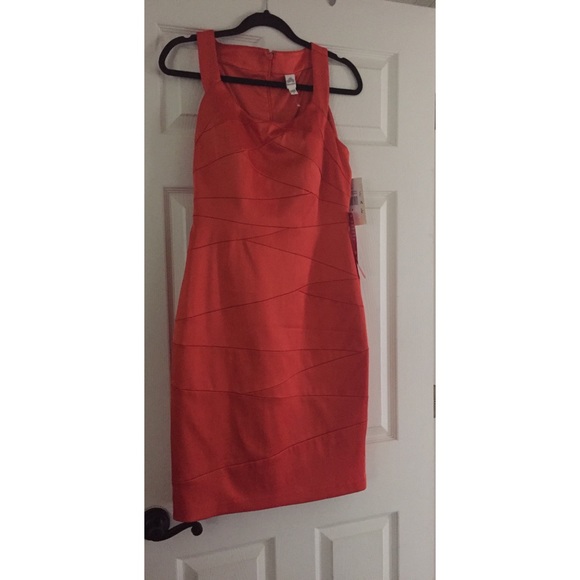 NWT Satin Orange Cocktail Dress by Sangria size 8. - Picture 1 of 3